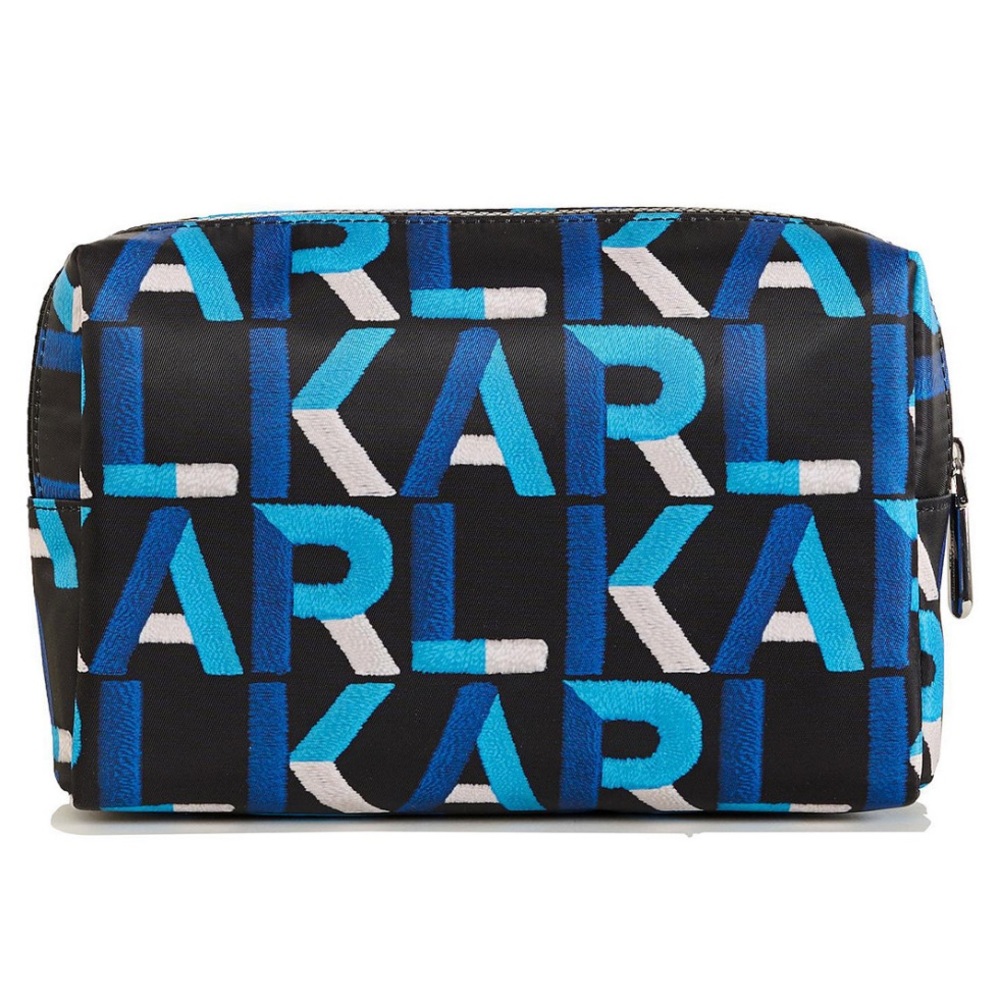 Karl Lagerfeld Black and Blue Graphic Cosmetic Case - Picture 5 of 6